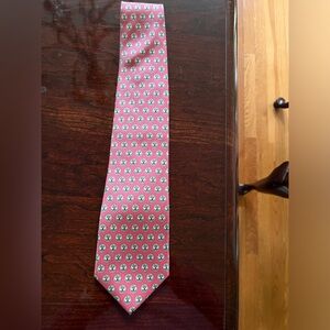 Vineyard Vines Custom collection pink tie with palm trees